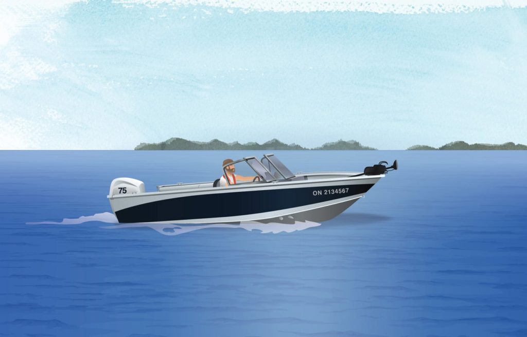 Illustration of a properly registered boat in Ontario. 