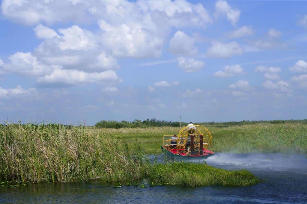 Image of a group boating in Florida everglades.
