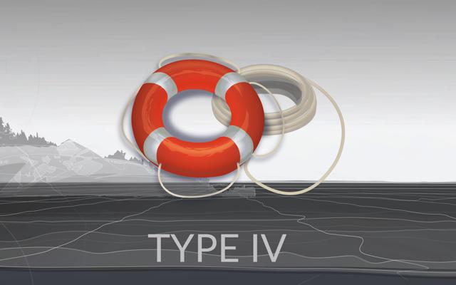 Illustration of a Type IV throwable device PFD, life jacket laws concept.