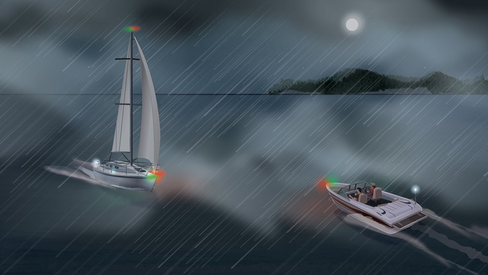 Using your navigation lights in restricted visibility
