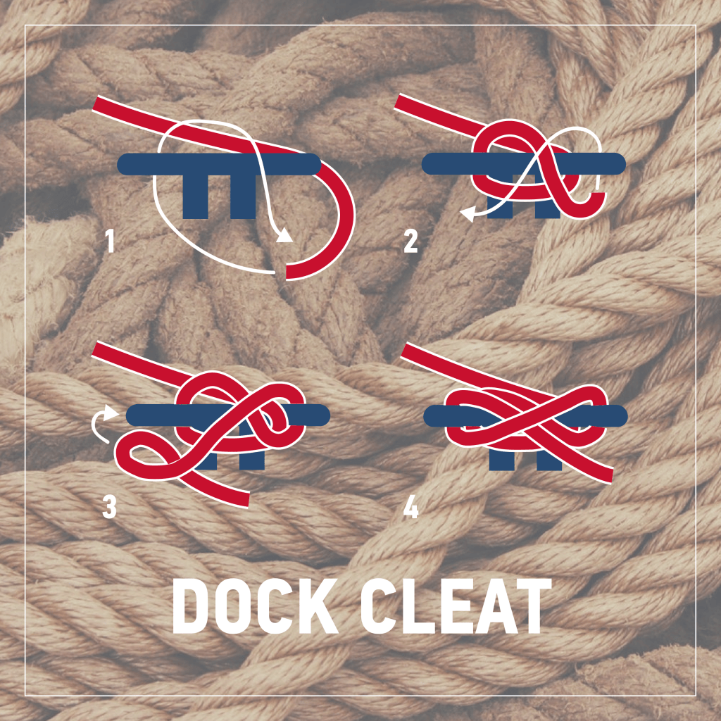 BOATsmart illustration of nautical knots dock cleat
