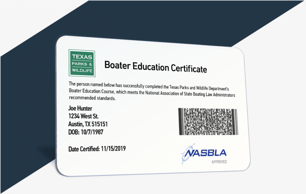 Illustration of the Texas Boater Education card.