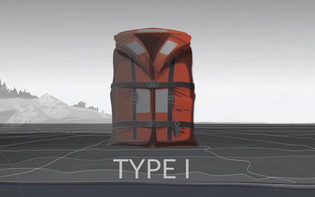 Illustration of a Type I Inherently Buoyant Life Jacket or PFD