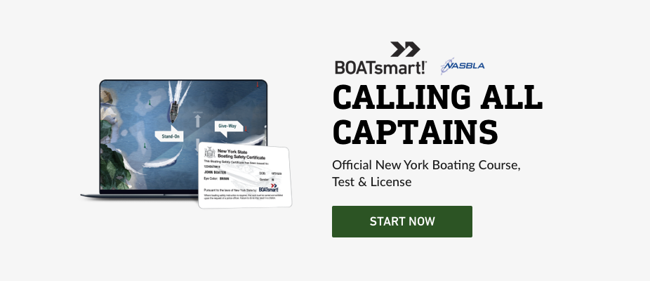 Graphic highlighting the BOATsmart! boating safety course to drive a boat in New York