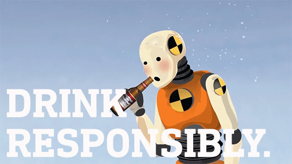A gif showing boating crash test dummies and drinking responsibly.
