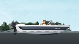 Illustration of a registered boat following boat registration requirements