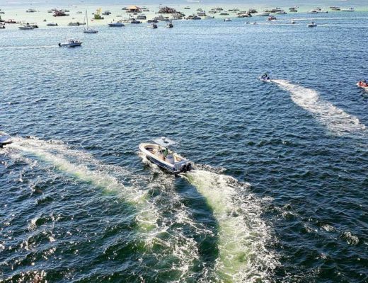 boats anchored at sandbar