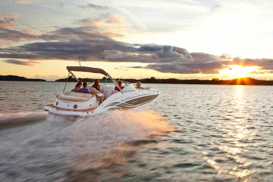 boat cruising with people onboard