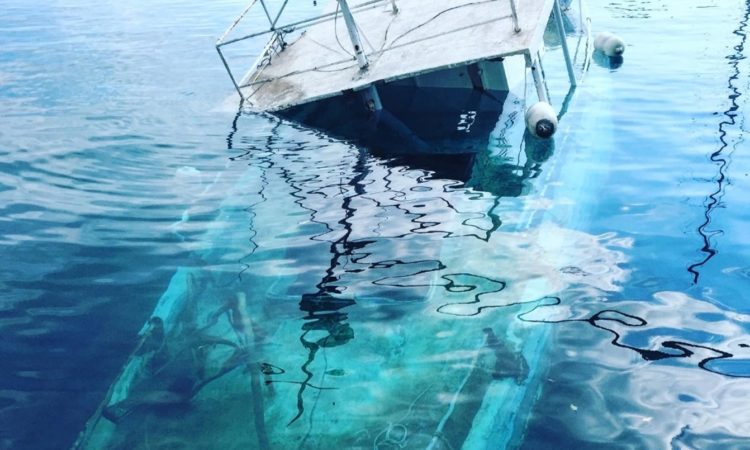 boat wreck half underwater