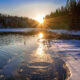 Lake thawing in the spring