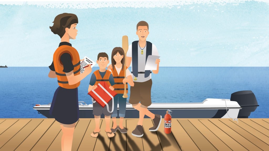 New boaters being taught about boating safety on a dock. Illustration.