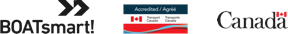 Boatsmart logo, the transport Canada accreditation logo, and the government of Canada logo