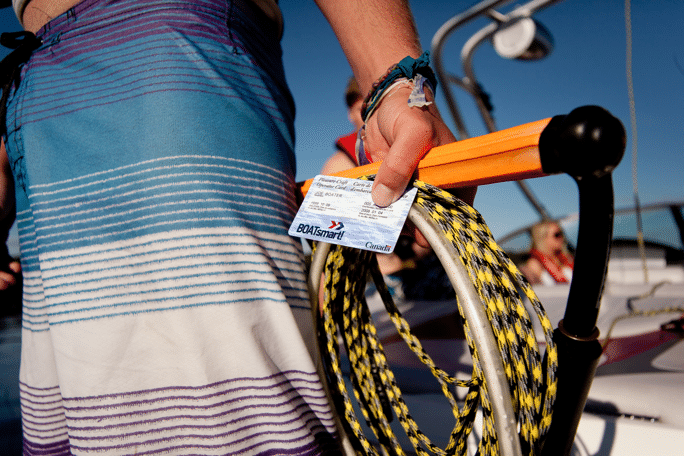 a closeup of a person holding a boating license about to go boating