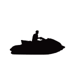 Silhouette icon of PWC or jetski.