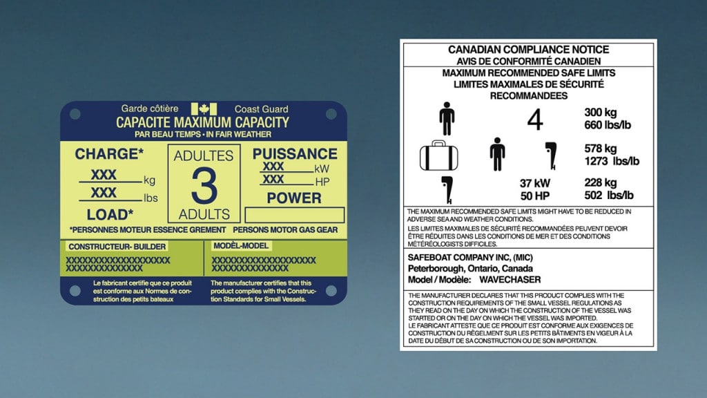 Canadian Compliance Notice and Gross Load Capacity Plate