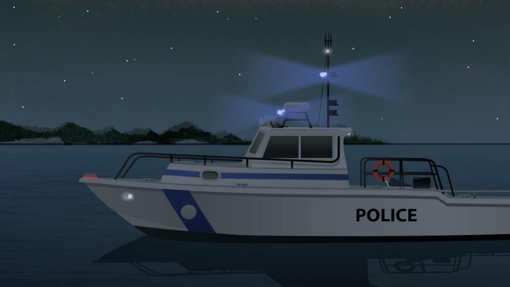 Police Boat at Night