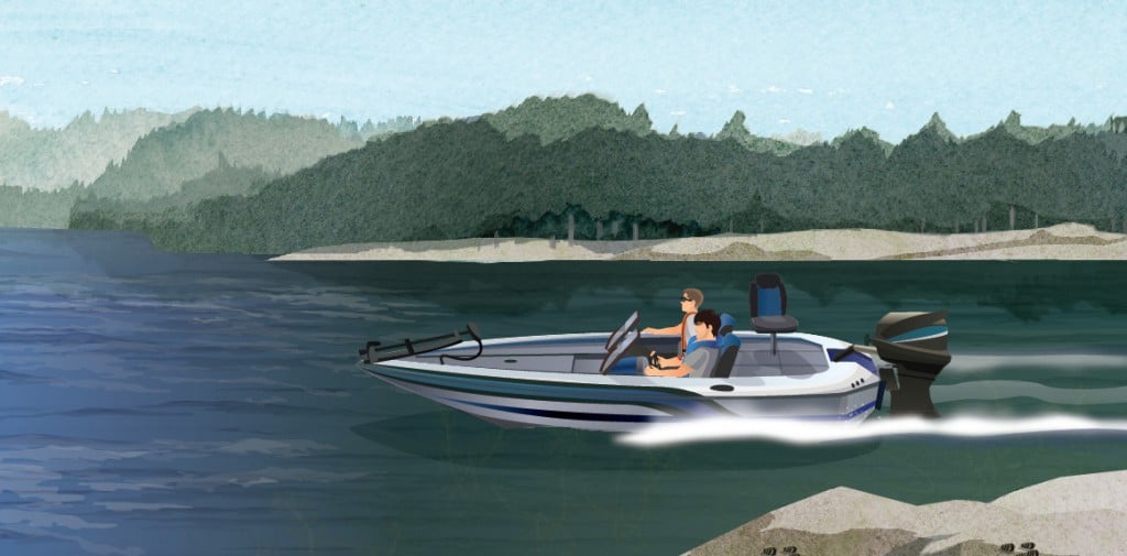 Illustration of a boat operating under Kentucky's Boating License Requirements